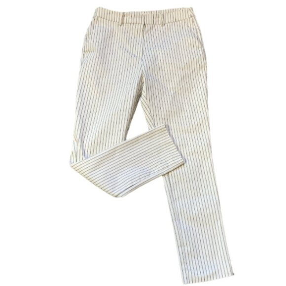 H&M Ankle Pants Trousers White with Black Pinstripes Sz 8 #18A - Picture 2 of 6